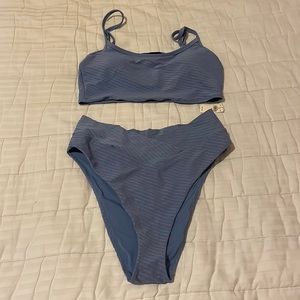 Aerie bikini cross over high wasted bottoms with matching top